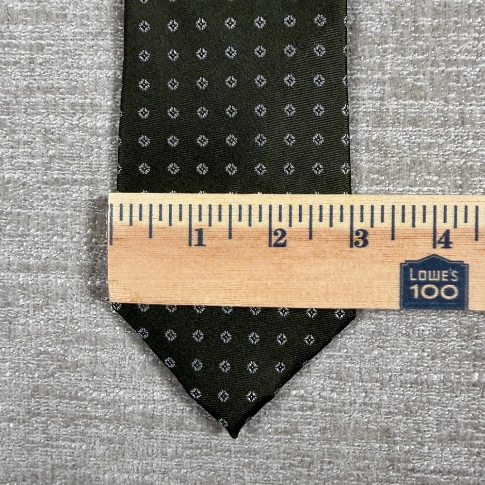 Tommy Hilfiger Tie Mens OS Olive Green Geometric Silk Formal Business 81XP 80068